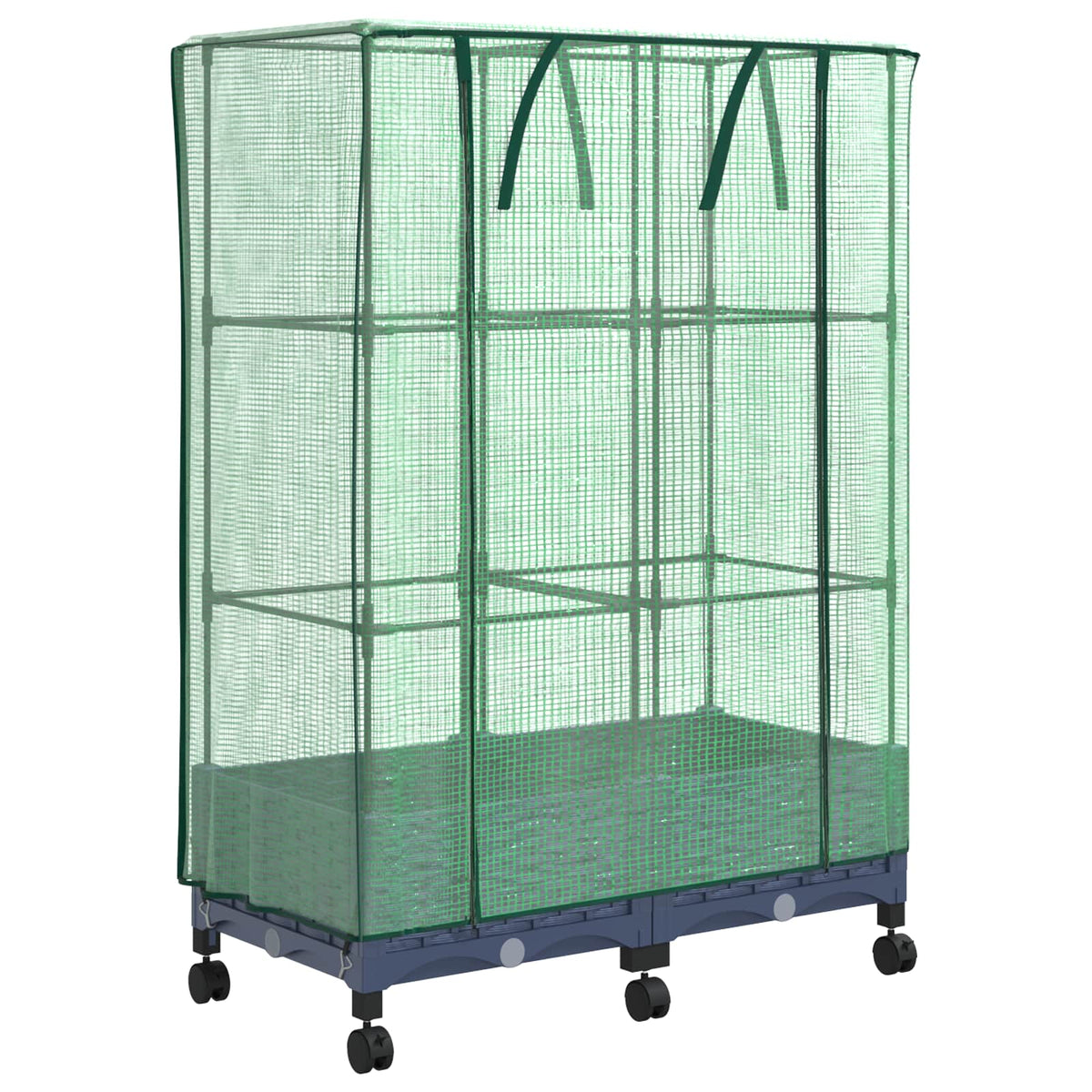 Garden Planter with Greenhouse Cover&Wheels PP with Wheels Height 123 cm Blue grey 80 cm