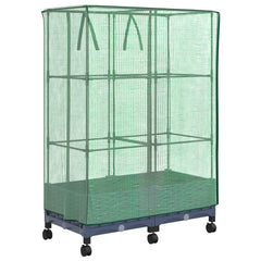 vidaXL Garden Planter with Greenhouse Cover&Wheels 2 pcs Blue Grey PP 4