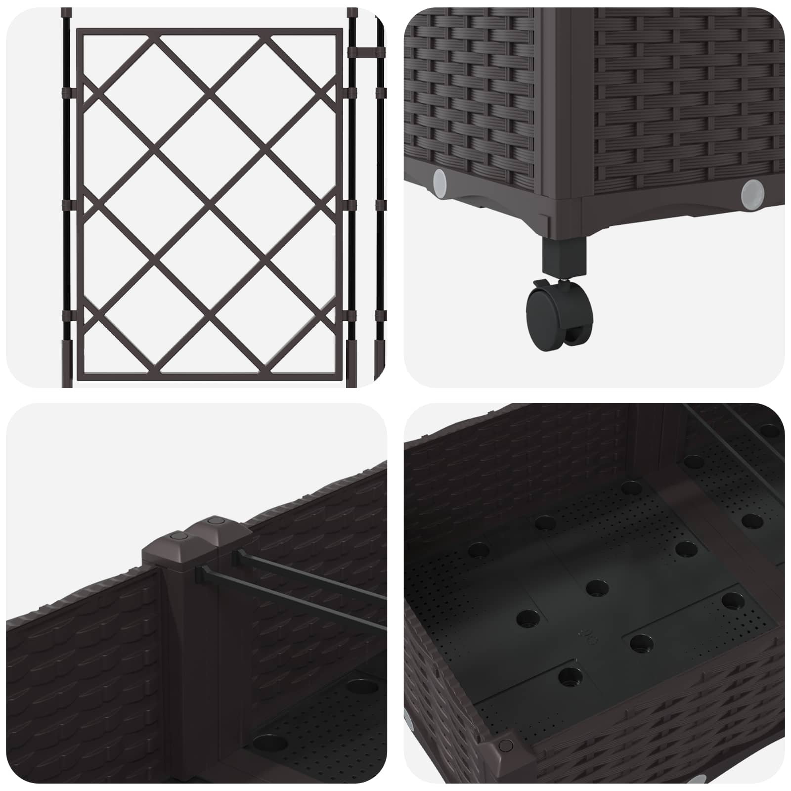 vidaXL Garden Planter with Trellis&Wheels 2 pcs Brown PP 5