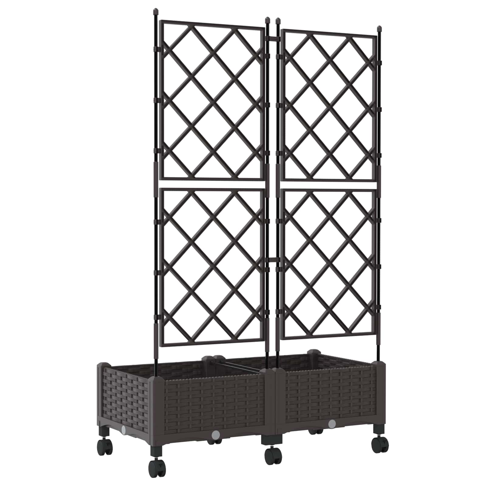 vidaXL Garden Planter with Trellis&Wheels 2 pcs Brown PP 4