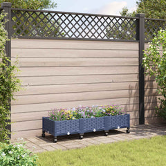 Garden Planter 40 x 40 x 29 cm PP with Wheels Blue Grey 120 x 40 x 23 cm