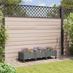 Garden Planter 40 x 40 x 29 cm PP with Wheels Light Grey 120 x 40 x 23 cm