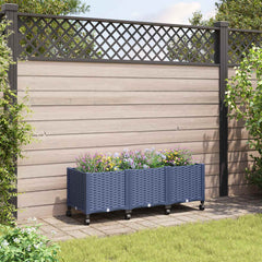 Garden Planter 40 x 40 x 29 cm PP with Wheels Blue Grey 120 x 40 x 38 cm