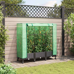 Garden Planter with Greenhouse Cover&Wheels PP with Wheels Height 123 cm Black 120 cm