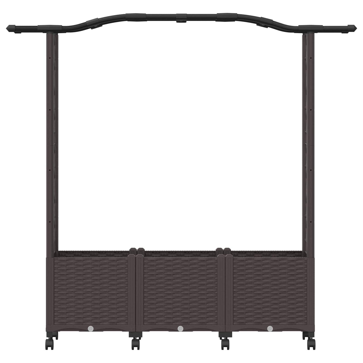 Raised Bed with Trellis and Roof PP Brown with Curved Roof (2 Side trellis) on Wheels 164 cm 144 cm