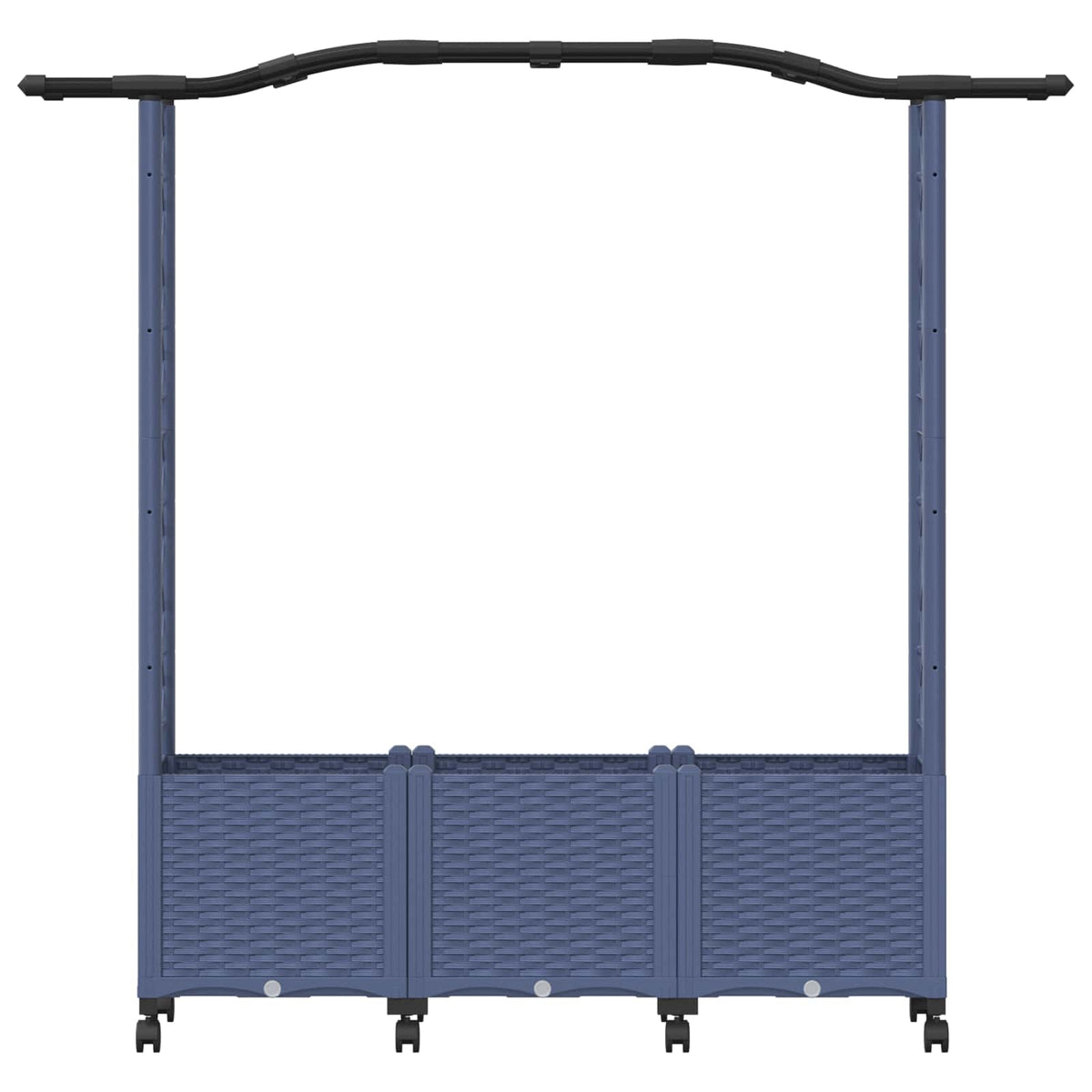 Raised Bed with Trellis and Roof PP Grey with Curved Roof (2 Side trellis) on Wheels 164 cm 144 cm
