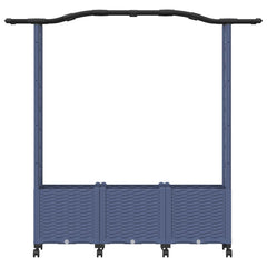 Raised Bed with Trellis and Roof PP Grey with Curved Roof (2 Side trellis) on Wheels 164 cm 144 cm