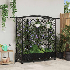 Raised Bed with Trellis and Roof PP Black with Curved Roof (3 Side trellis) on Wheels 163 cm 129 cm