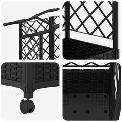 Raised Bed with Trellis and Roof PP Black with Curved Roof (3 Side trellis) on Wheels 163 cm 144 cm