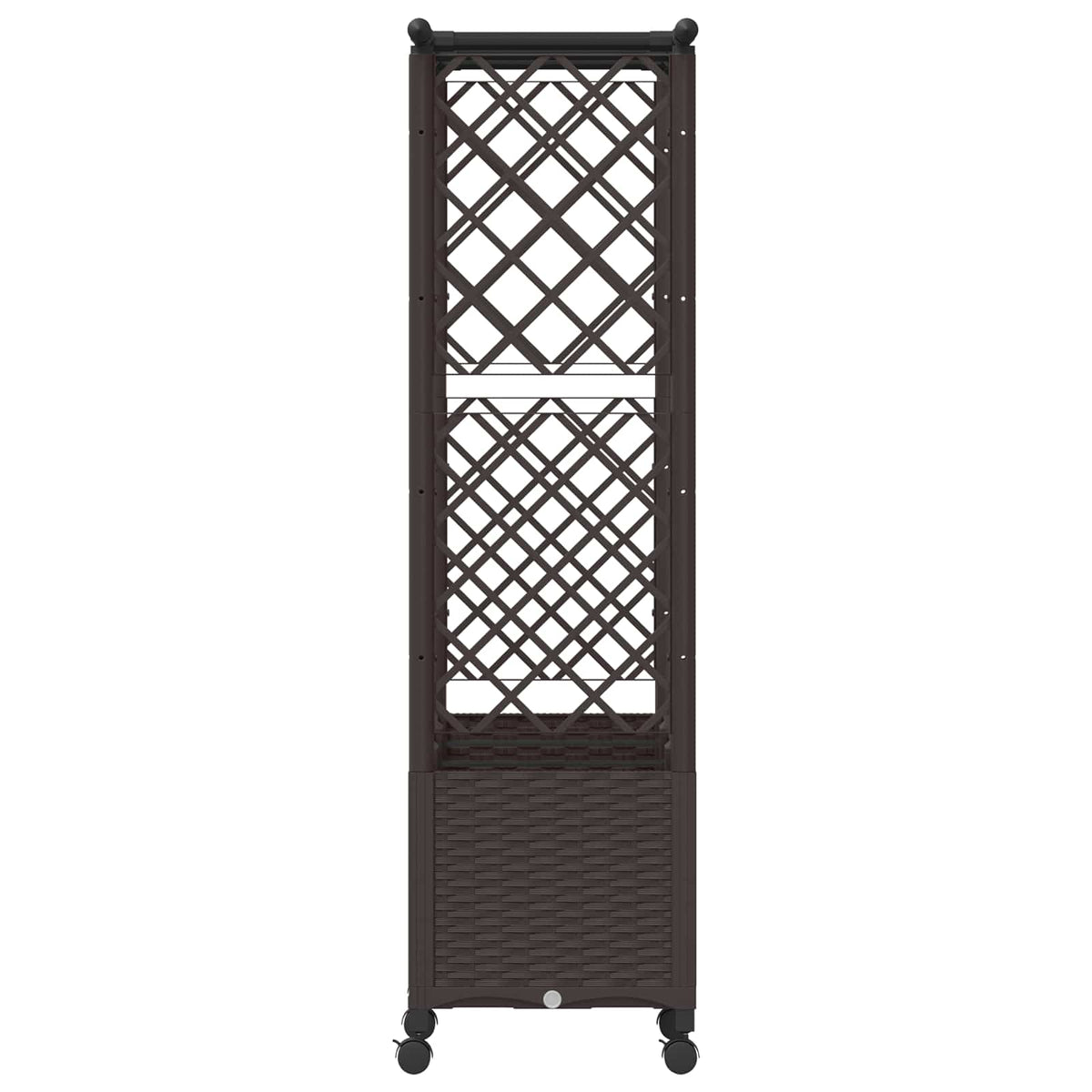 Raised Bed with Trellis and Roof PP Brown with Flat Roof (2 Side trellis) on Wheels 162.5 cm 142 cm