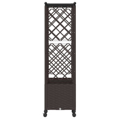 Raised Bed with Trellis and Roof PP Brown with Flat Roof (2 Side trellis) on Wheels 162.5 cm 142 cm