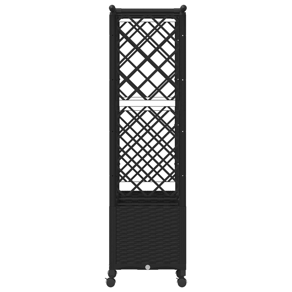 Raised Bed with Trellis and Roof PP Black with Flat Roof (2 Side trellis) on Wheels 162.5 cm 142 cm