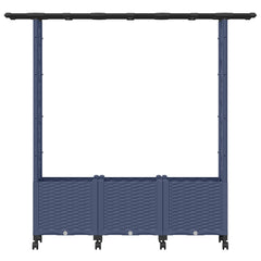 Raised Bed with Trellis and Roof PP Grey with Flat Roof (2 Side trellis) on Wheels 162.5 cm 142 cm