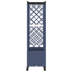 Raised Bed with Trellis and Roof PP Grey with Flat Roof (2 Side trellis) on Wheels 162.5 cm 142 cm