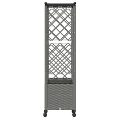 Raised Bed with Trellis and Roof Light Grey with Flat Roof (2 Side trellis) on Wheels 162.5 cm 142 cm
