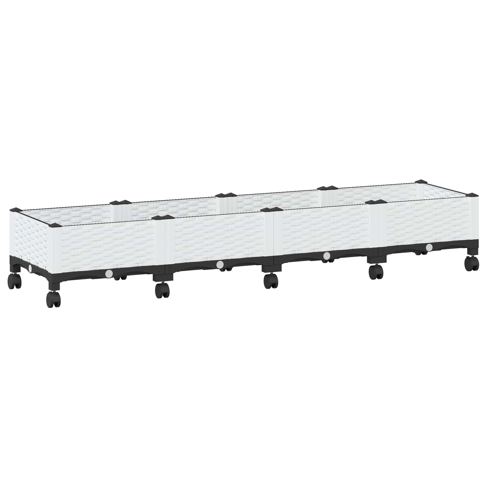 vidaXL Garden Planter with Wheels White 160 x 40 x 33 cm PP 2