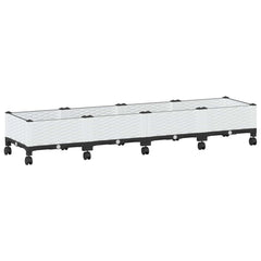 vidaXL Garden Planter with Wheels White 160 x 40 x 33 cm PP 2