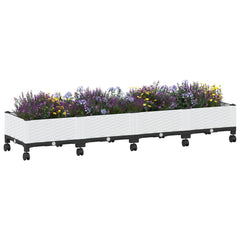 vidaXL Garden Planter with Wheels White 160 x 40 x 33 cm PP 3