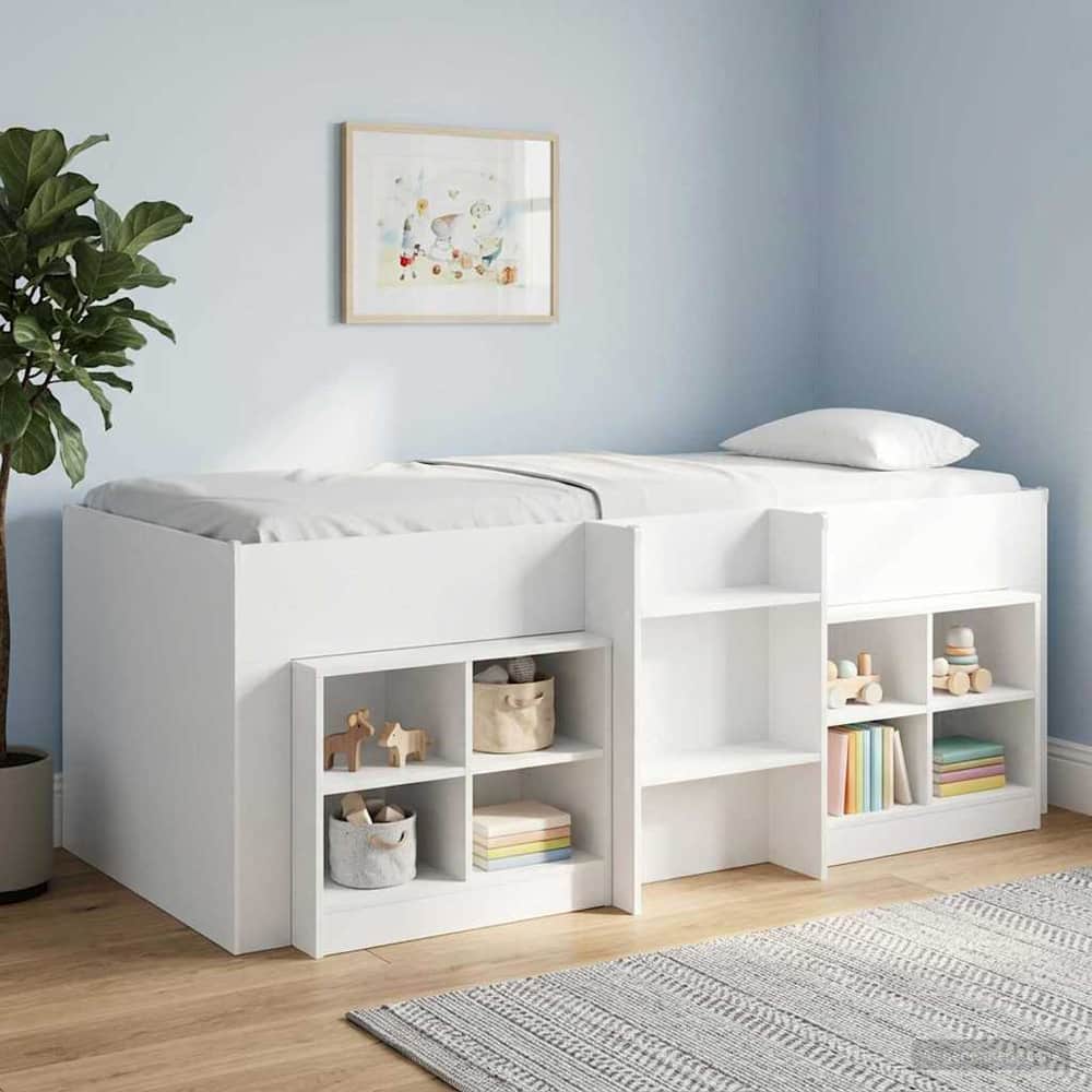 Kids' High Bed Frame 90 x 200 cm Engineered Wood White