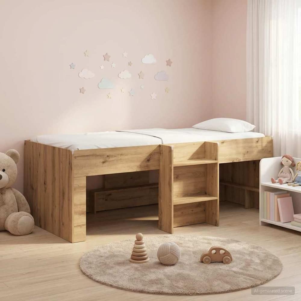 Kids' High Bed Frame 90 x 200 cm Engineered Wood Artisan oak