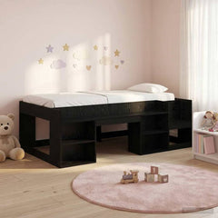 Kids' Bed Frame 90 x 200 cm Engineered Wood Black oak