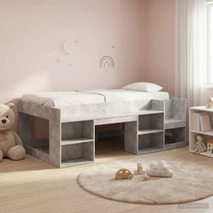 Kids' Bed Frame 90 x 200 cm Engineered Wood Concrete grey