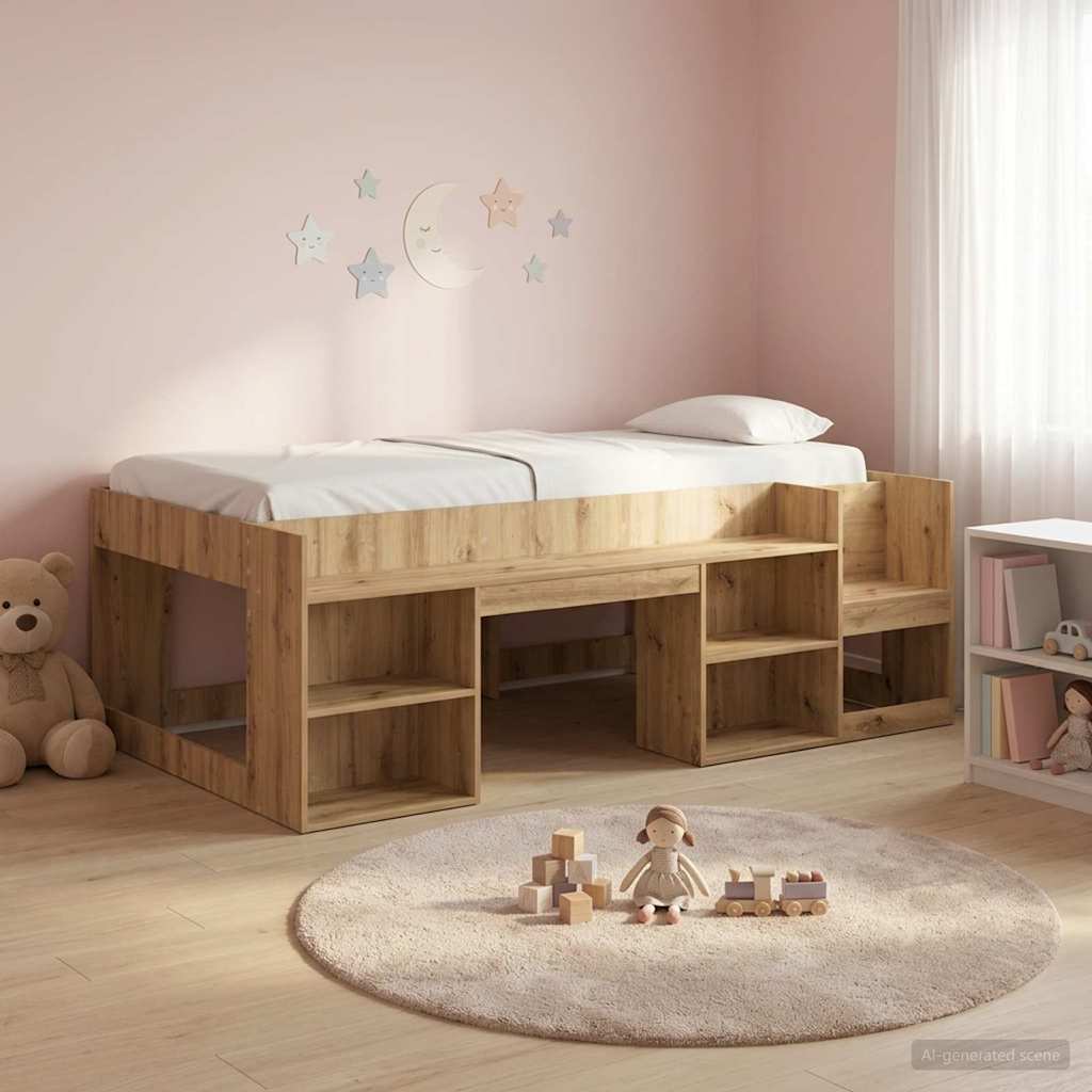 Kids' Bed Frame Engineered Wood Length 190 cm Artisan oak 90 cm