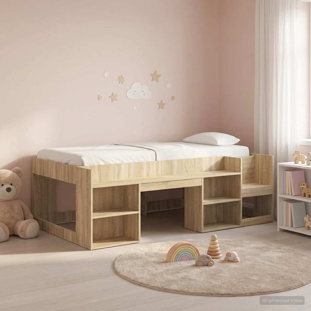 Kids' Bed Frame Engineered Wood Length 190 cm Sonoma oak 75 cm