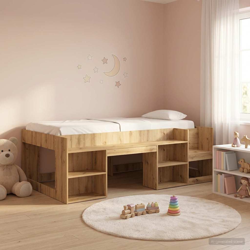 Kids' Bed Frame Engineered Wood Length 190 cm Artisan oak 75 cm
