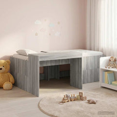 Kids' High Bed Frame with Desk Length 190 cm Grey sonoma 90 cm