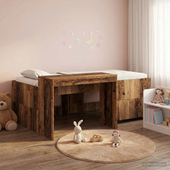 Kids' High Bed Frame with Desk Length 190 cm Old wood 90 cm
