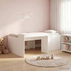Kids' High Bed Frame with Desk Length 190 cm White 75 cm