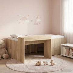Kids' High Bed Frame with Desk Length 190 cm Sonoma oak 75 cm