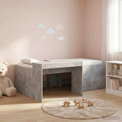 Kids' High Bed Frame with Desk Length 190 cm Concrete grey 75 cm