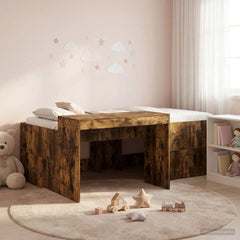 Kids' High Bed Frame with Desk Length 190 cm Smoked oak 75 cm
