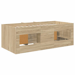 Loft Bed Frame with Cabinet 3 pcs Engineered Wood Sonoma oak