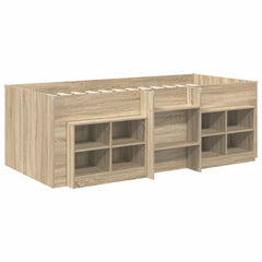 Loft Bed Frame with Cabinet 3 pcs Engineered Wood Sonoma oak