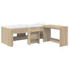 Kids High Bed Frame Desk Sonoma oak