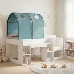 Bed with Tunnel 3 pcs Engineered Wood White and light blue