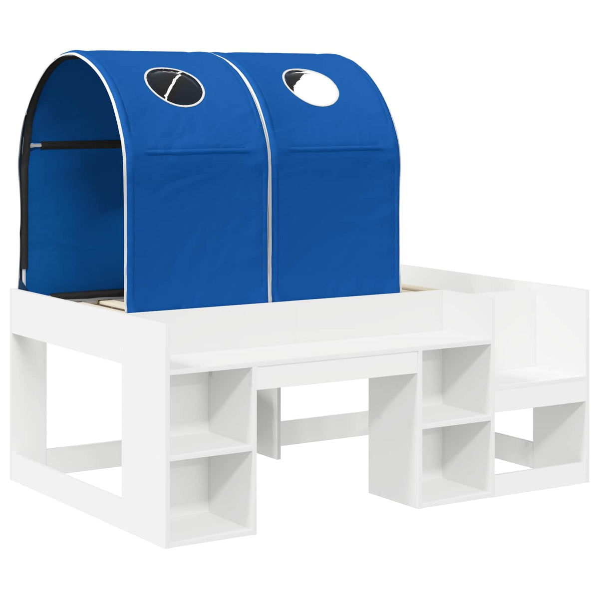 Bed with Tunnel 3 pcs Engineered Wood White and blue
