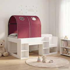 Bed with Tunnel 3 pcs Engineered Wood White and red