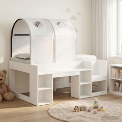 Bed with Tunnel 3 pcs Engineered Wood White