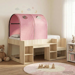 Bed with Tunnel 3 pcs Engineered Wood Sonoma oak and pink