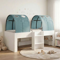 Bed with Tunnel 3 pcs Engineered Wood White and light blue