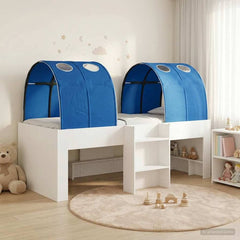 Bed with Tunnel 3 pcs Engineered Wood White and blue