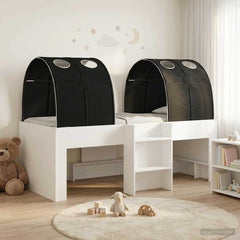 Bed with Tunnel 3 pcs Engineered Wood White and black