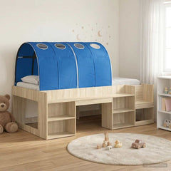 Bed Frame with Tunnel 3 pcs Engineered Wood Sonoma oak and blue