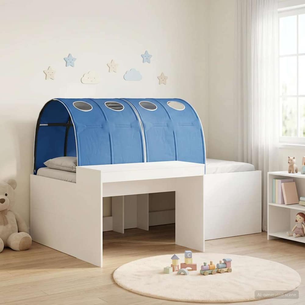 Bed with Tunnel 3 pcs 75 x 193 cm White and blue