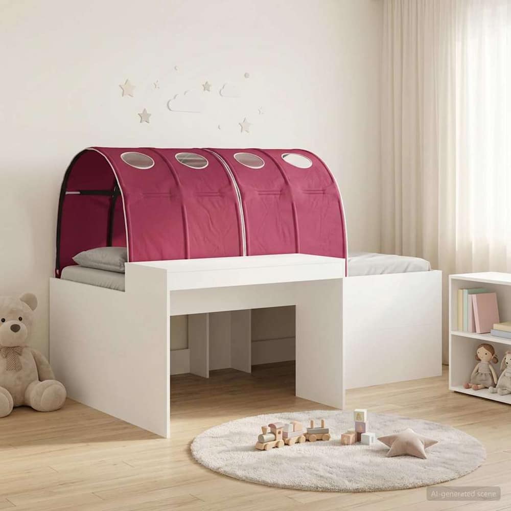 Bed with Tunnel 3 pcs 75 x 193 cm White and red