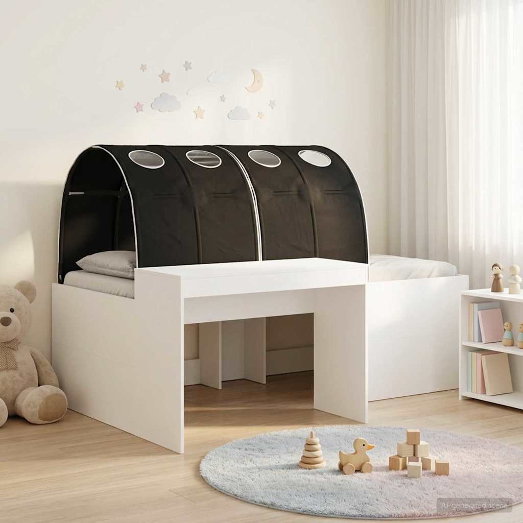 Bed with Tunnel 3 pcs 75 x 193 cm White and black